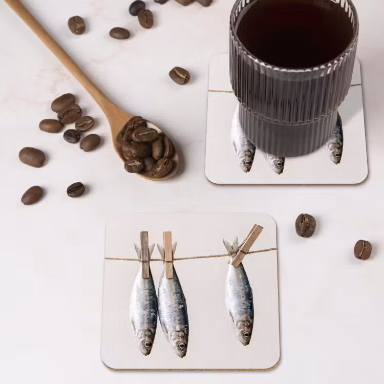 Coaster - Fish - Hanging - Food - Vis - Hangend - Eten onderzetter kurk middel