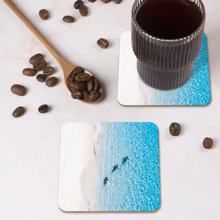Vis - Oceaan - Strand - Turquoise - Natuur onderzetter kurk middel -sfeer2