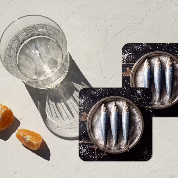 Coaster - Fish - Salt - Food - Vis - Zout - Eten onderzetter kurk middel
