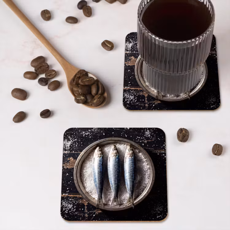 Coaster - Fish - Salt - Food - Vis - Zout - Eten onderzetter kurk middel