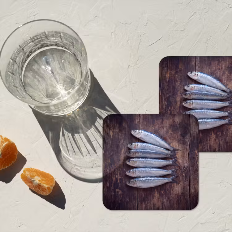 Coaster - Fish - Wood - Food - Vis - Hout - Eten onderzetter kurk middel