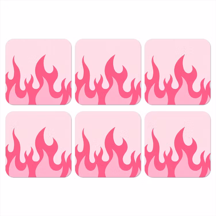 Vlammen - Patroon - Abstract - Modern - Roze onderzetter kurk middel -3d