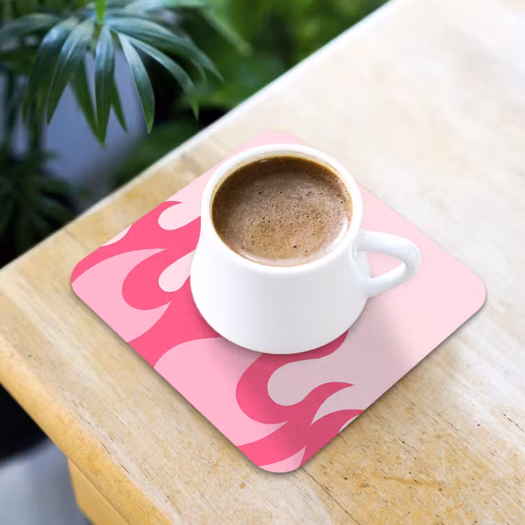 Vlammen - Patroon - Abstract - Modern - Roze onderzetter kurk middel -sfeer5