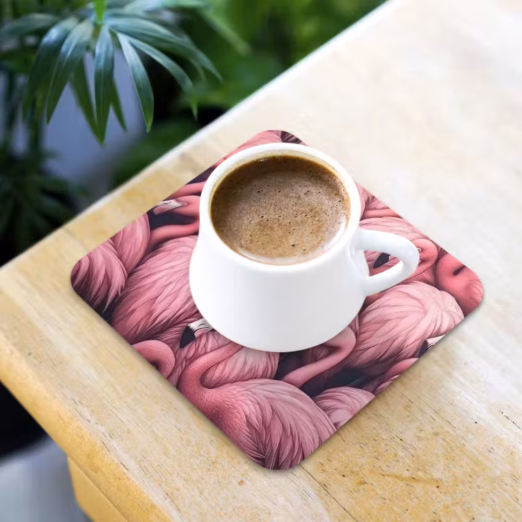 Flamingo - Roze - Dieren onderzetter kurk middel -sfeer5