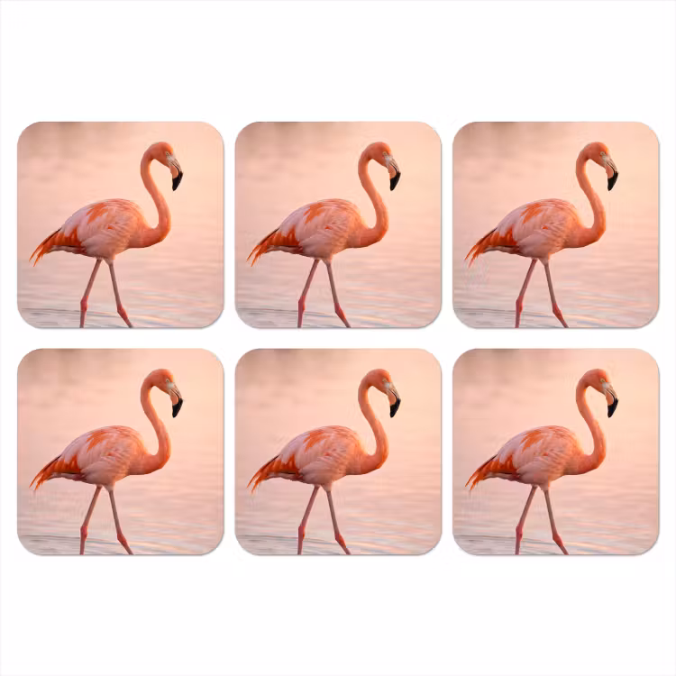 Flamingo - Water - Roze onderzetter kurk middel -3d