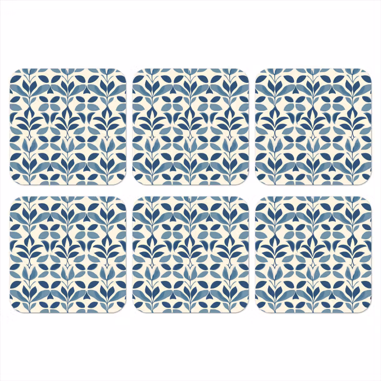 Flora - Modern - Blauw onderzetter kurk middel 366 -3d
