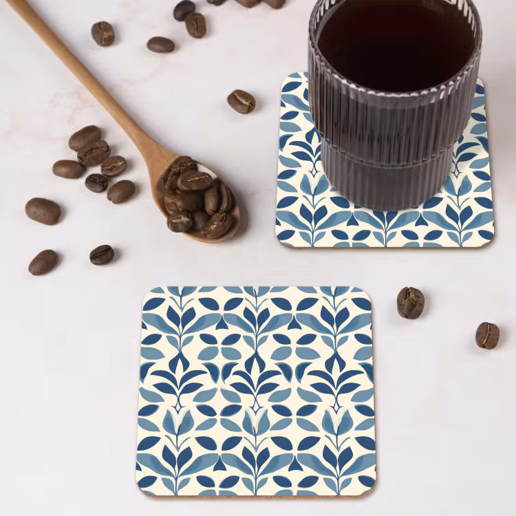 Flora - Modern - Blauw onderzetter kurk middel 366 -sfeer2