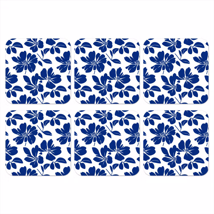 Floraal - Modern - Blauw onderzetter kurk middel 366 -3d