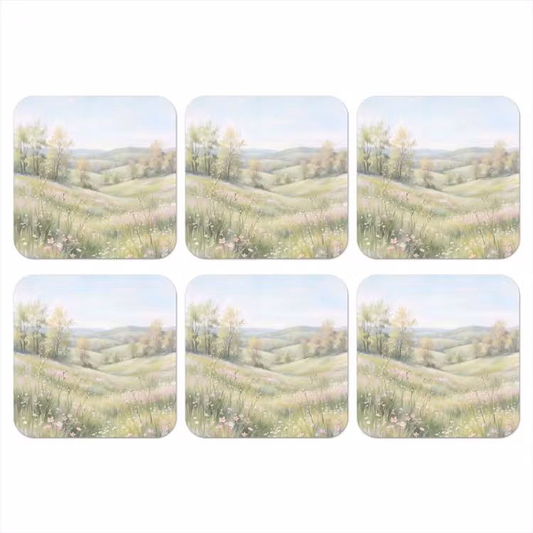 Bloemen veld - Bloemen - Groen onderzetter kurk middel -3d
