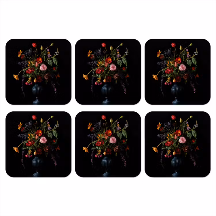 Bloemen - Bessen - Klassiek onderzetter kurk middel -3d
