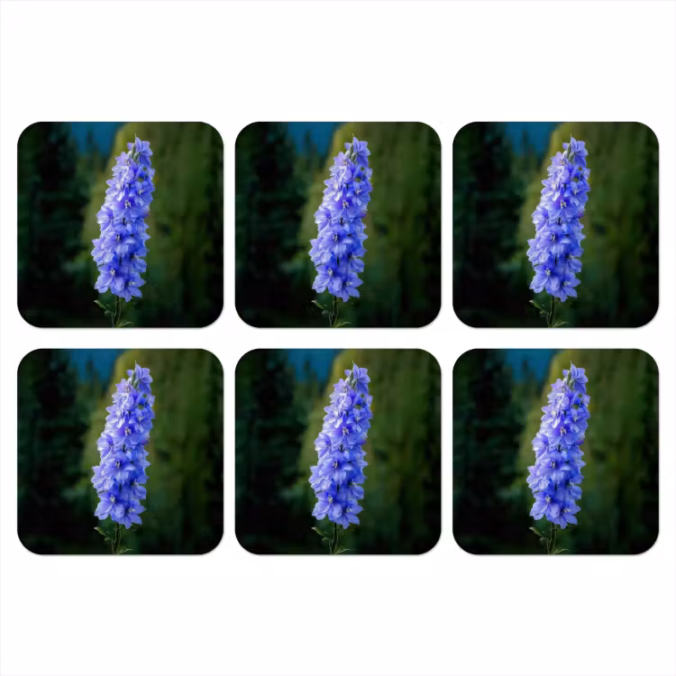 Bloemen - Blauw - Dennenboom onderzetter kurk middel -3d