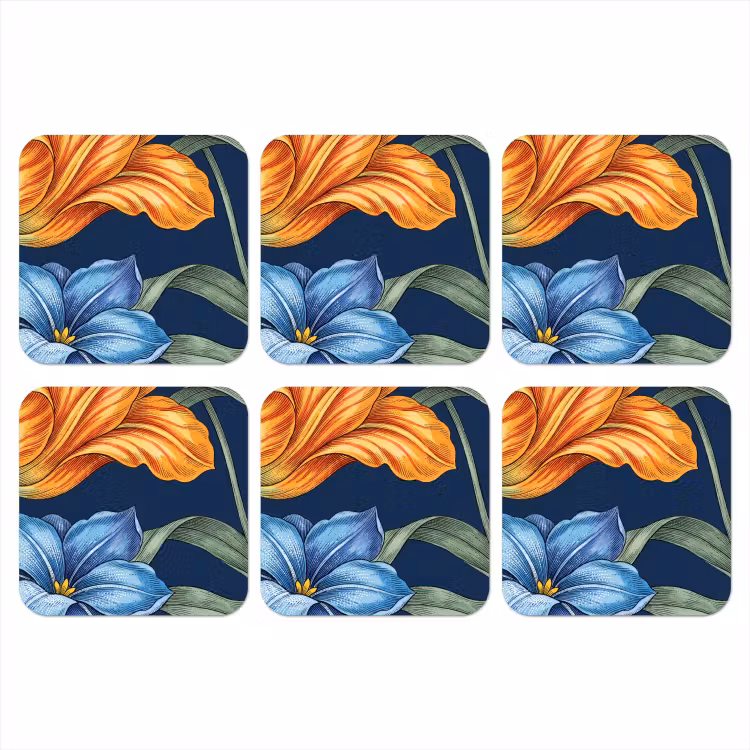 Coaster - Flowers - Botanical - Pattern - Bloemen - Botanisch - Patroon onderzetter kurk middel