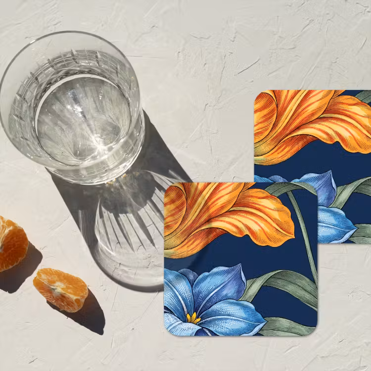Coaster - Flowers - Botanical - Pattern - Bloemen - Botanisch - Patroon onderzetter kurk middel
