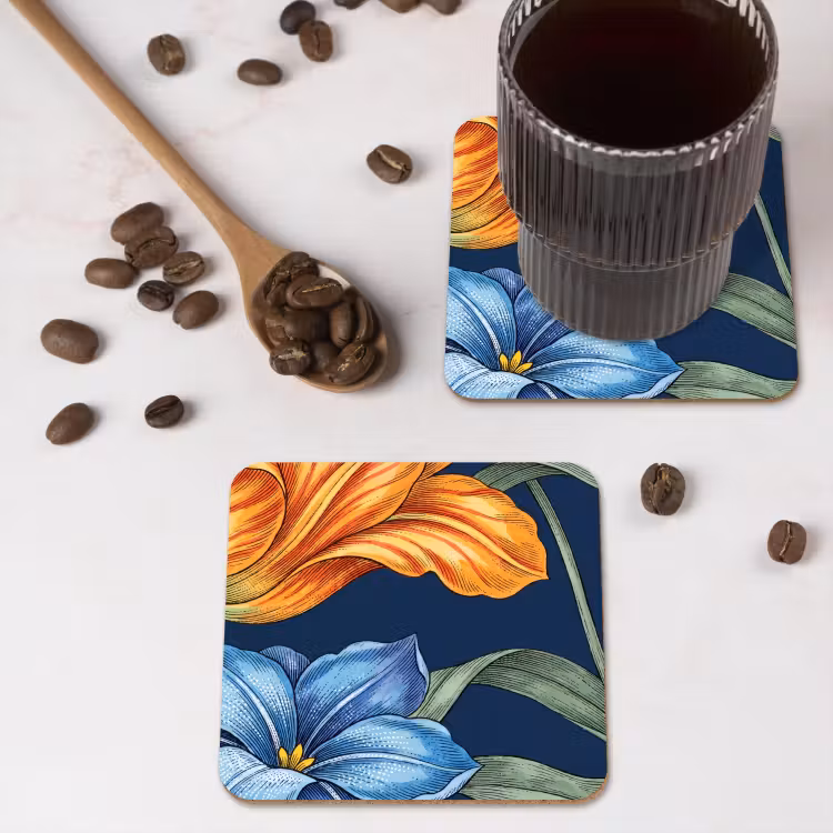 Coaster - Flowers - Botanical - Pattern - Bloemen - Botanisch - Patroon onderzetter kurk middel