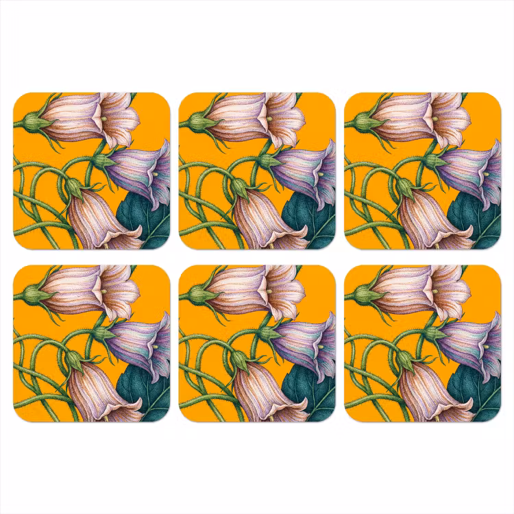 Coaster - Flowers - Botanical - Yellow - Bloemen - Botanisch - Geel onderzetter kurk middel