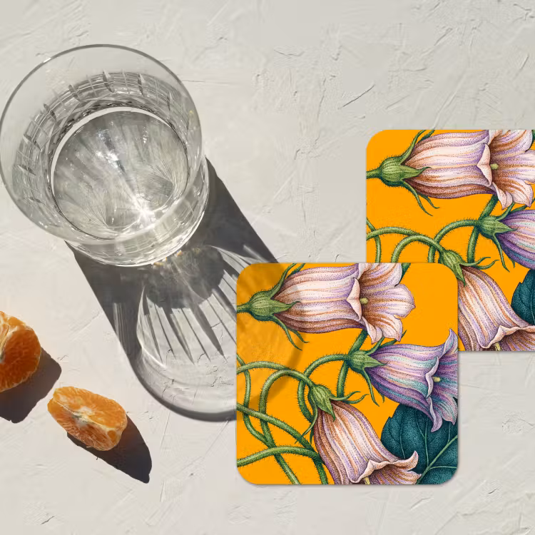 Coaster - Flowers - Botanical - Yellow - Bloemen - Botanisch - Geel onderzetter kurk middel