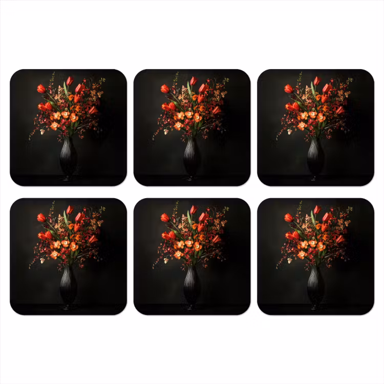 Bloemen - Takken - Boeket onderzetter kurk middel -3d