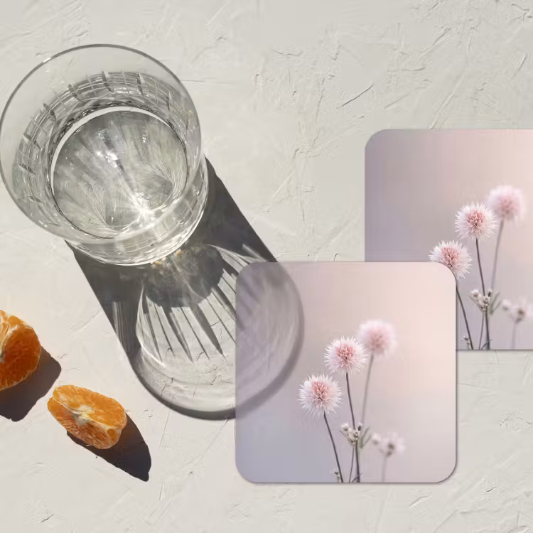 Bloemen - Bollen - Roze onderzetter kurk middel -sfeer4