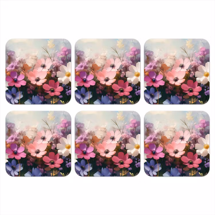 Bloemen - Kleurrijk - Bloei onderzetter kurk middel -3d