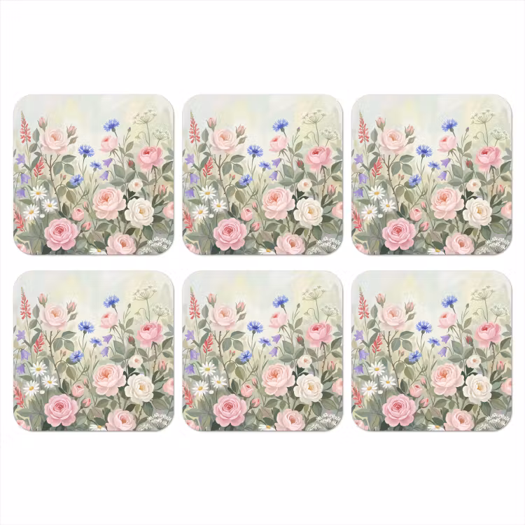 Bloemen - Tuin - Natuur - Kleurrijk onderzetter kurk middel -3d