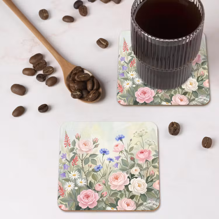 Bloemen - Tuin - Natuur - Kleurrijk onderzetter kurk middel -sfeer2