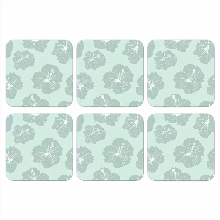 Bloemen - Hibiscus - Mint onderzetter kurk middel 366 -3d