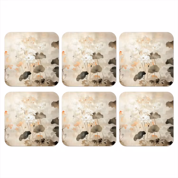 Bloemen - Japandi - Wabi sabi onderzetter kurk middel -3d