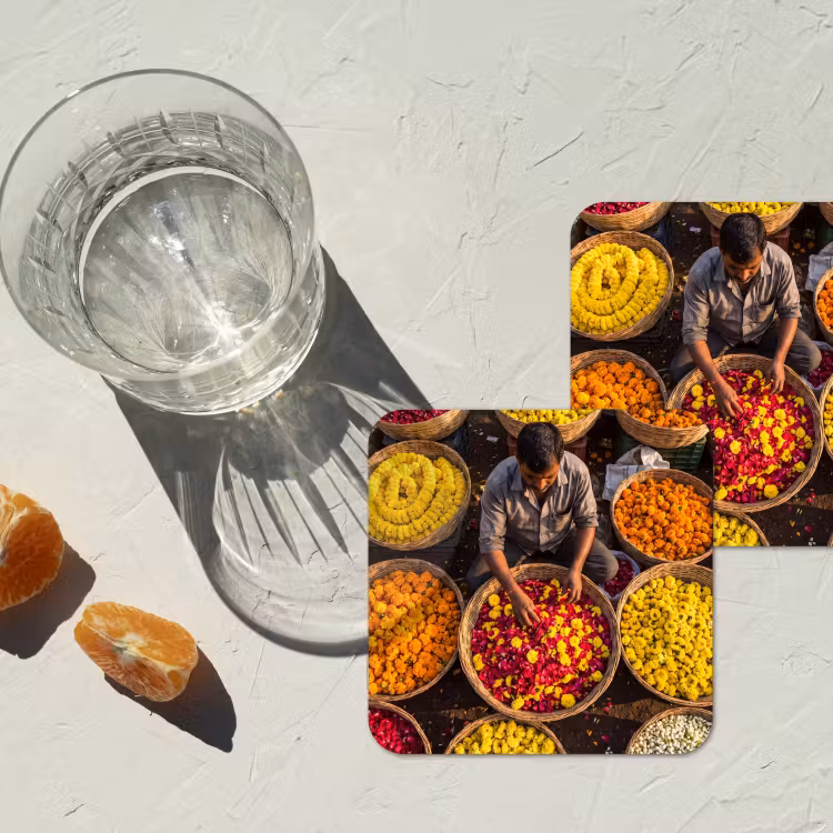 Coaster - Flowers - Market - Colorful - Bloemen - Markt - Kleurrijk onderzetter kurk middel