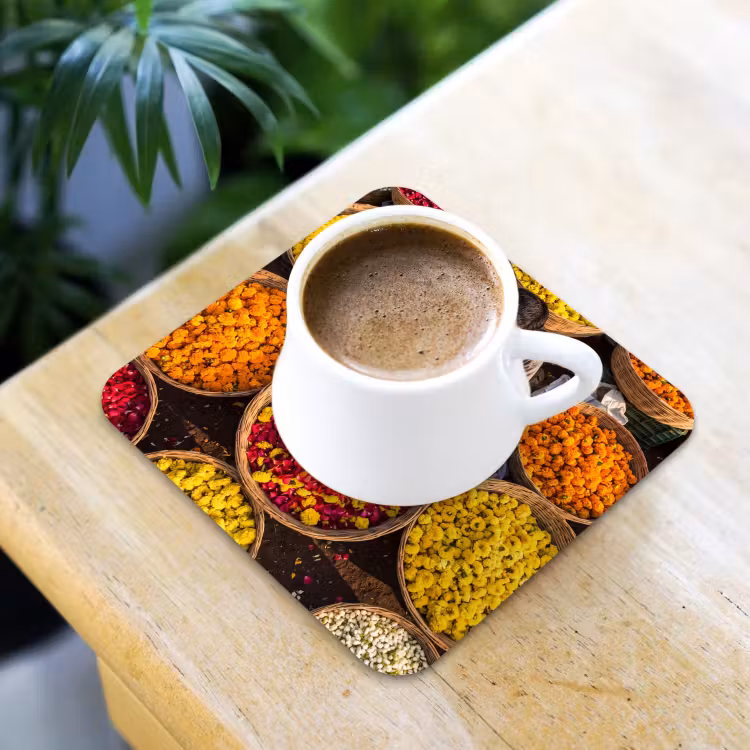 Coaster - Flowers - Market - Colorful - Bloemen - Markt - Kleurrijk onderzetter kurk middel