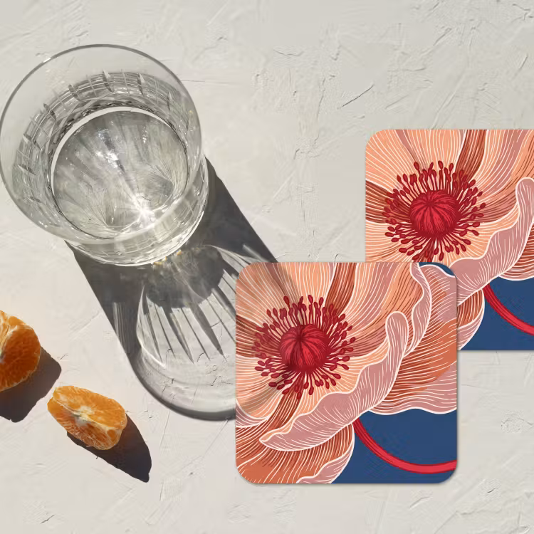 Coaster - Flowers - Modern - Abstract - Bloemen - Modern - Abstract onderzetter kurk middel