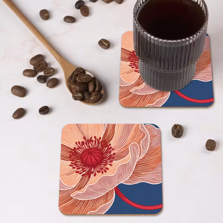 Coaster - Flowers - Modern - Abstract - Bloemen - Modern - Abstract onderzetter kurk middel