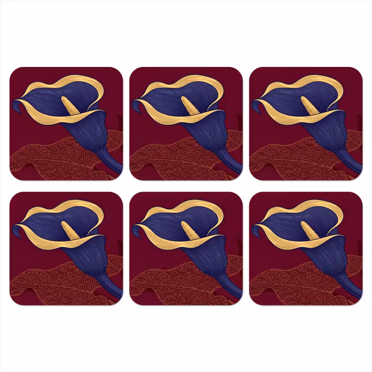 Coaster - Flowers - Modern - Purple - Bloemen - Modern - Paars onderzetter kurk middel