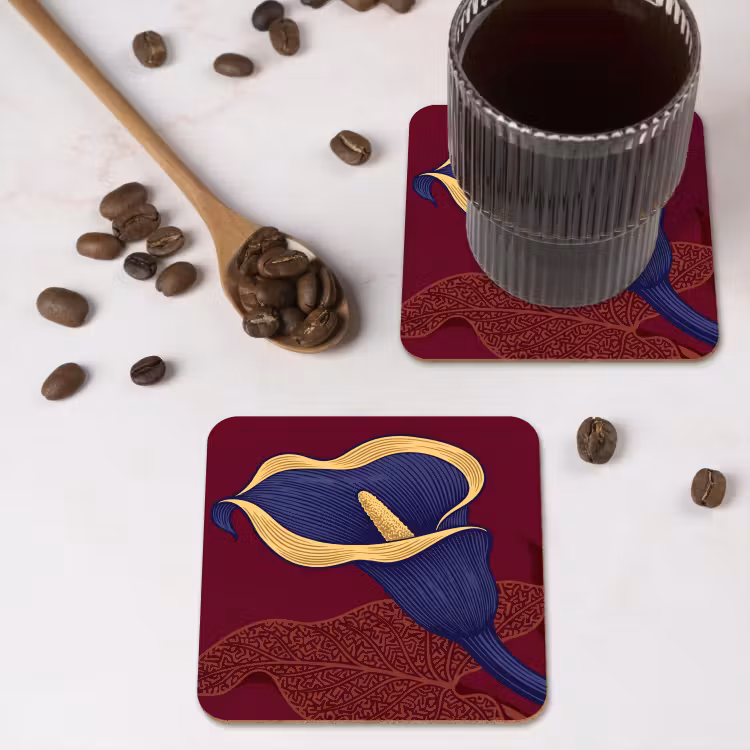Coaster - Flowers - Modern - Purple - Bloemen - Modern - Paars onderzetter kurk middel