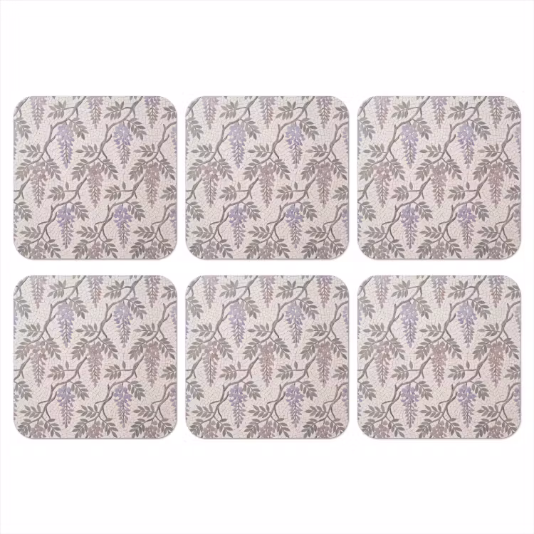 Bloemen - Mozaïek - Natuur - Patroon - Paars onderzetter kurk middel -3d