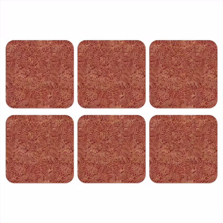 Bloemen - Motief - Rood onderzetter kurk middel 366 -3d