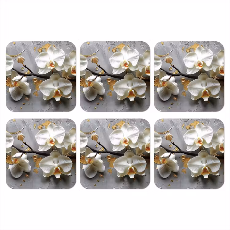 Bloemen - Orchidee - Abstract - Modern onderzetter kurk middel -3d