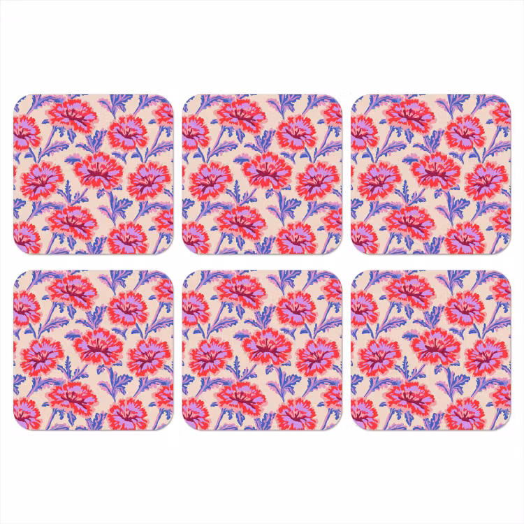 Bloemen - Patroon - Meerkleurig onderzetter kurk middel 366 -3d