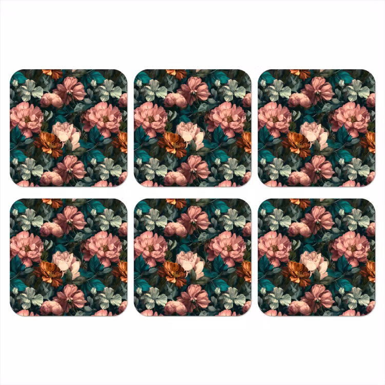 Bloemen - Schilderachtig - Patroon - Roze onderzetter kurk middel 366 -3d