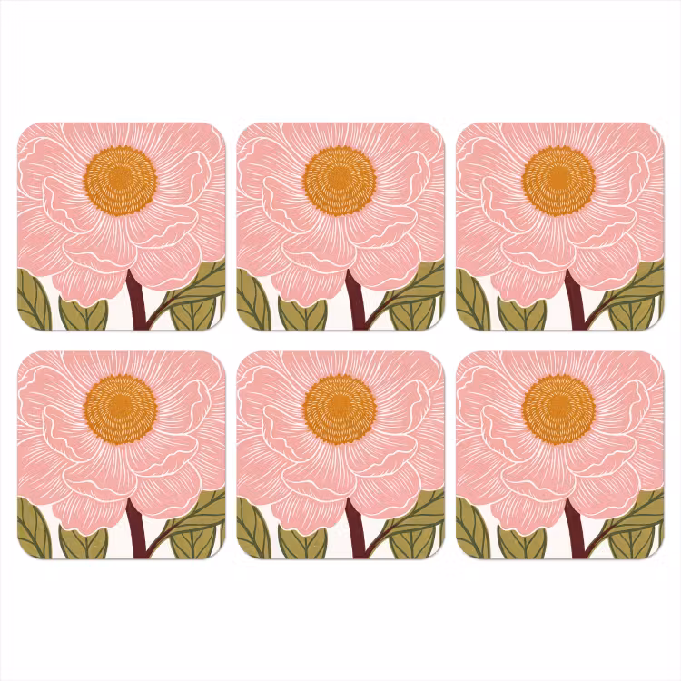 Coaster - Flowers - Pink - Illustration - Bloemen - Roze - Illustratie onderzetter kurk middel