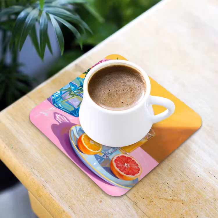 Coaster - Flowers - Pink - Modern - Bloemen - Roze - Modern onderzetter kurk middel