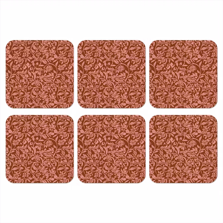 Bloemen - Print - Roze onderzetter kurk middel 366 -3d