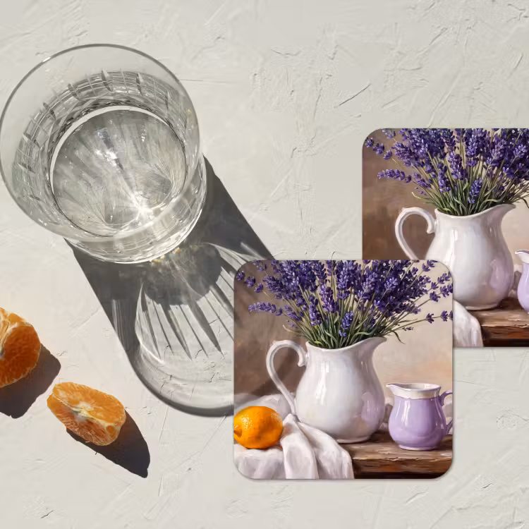 Coaster - Flowers - Still Life - Purple - Bloemen - Stilleven - Paars onderzetter kurk middel