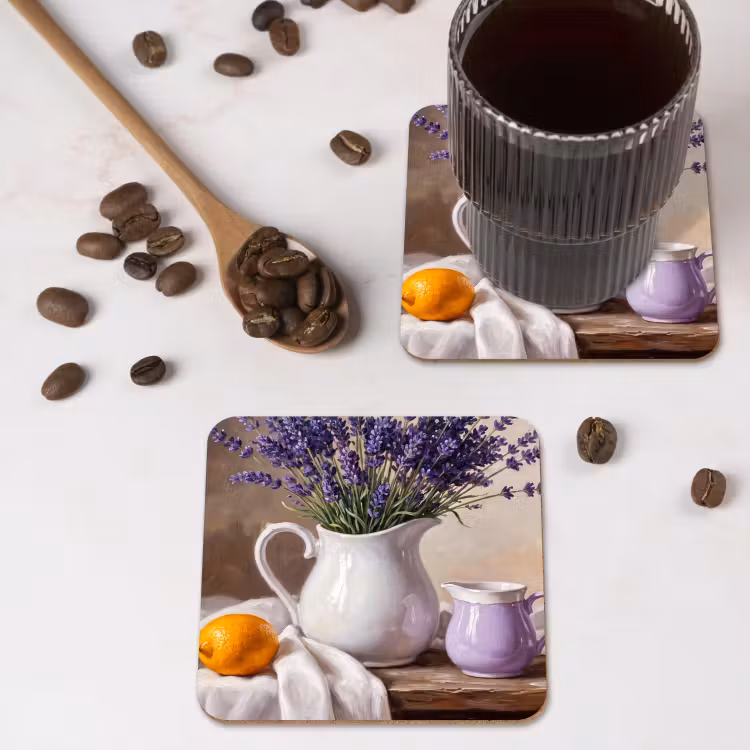Coaster - Flowers - Still Life - Purple - Bloemen - Stilleven - Paars onderzetter kurk middel