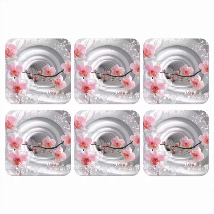 Bloemen - Tunnel - Abstact - 3D effect onderzetter kurk middel -3d