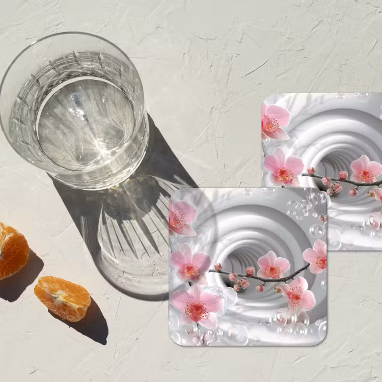 Bloemen - Tunnel - Abstact - 3D effect onderzetter kurk middel -sfeer4