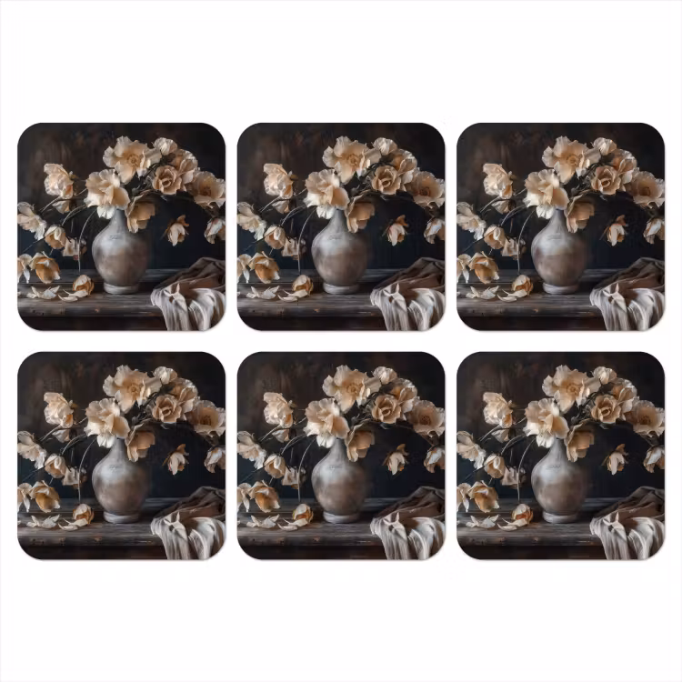 Bloemen - Vaas - Kunst - Stilleven onderzetter kurk middel -3d