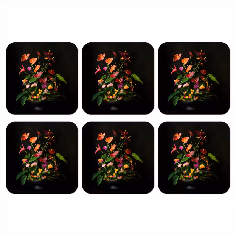 Bloemen - Vaas - Kleurrijk onderzetter kurk middel -3d