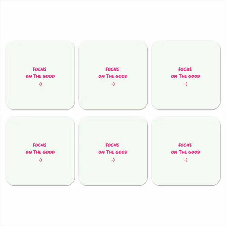 Focus - Beige - Roze - Smiley onderzetter kurk middel -3d