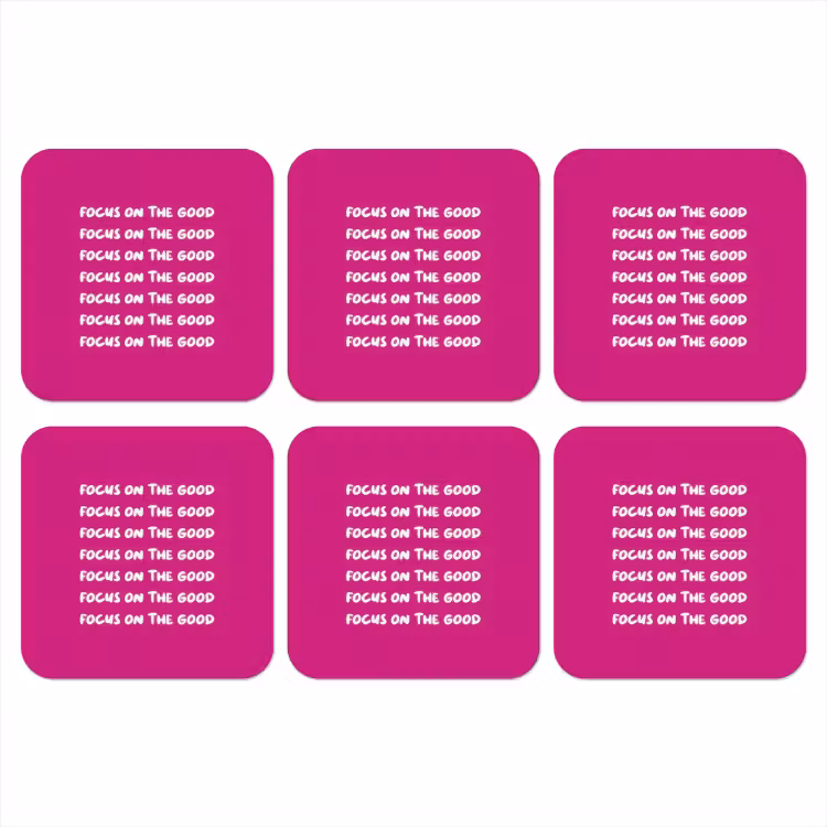Focus on the good - Roze - wit onderzetter kurk middel -3d