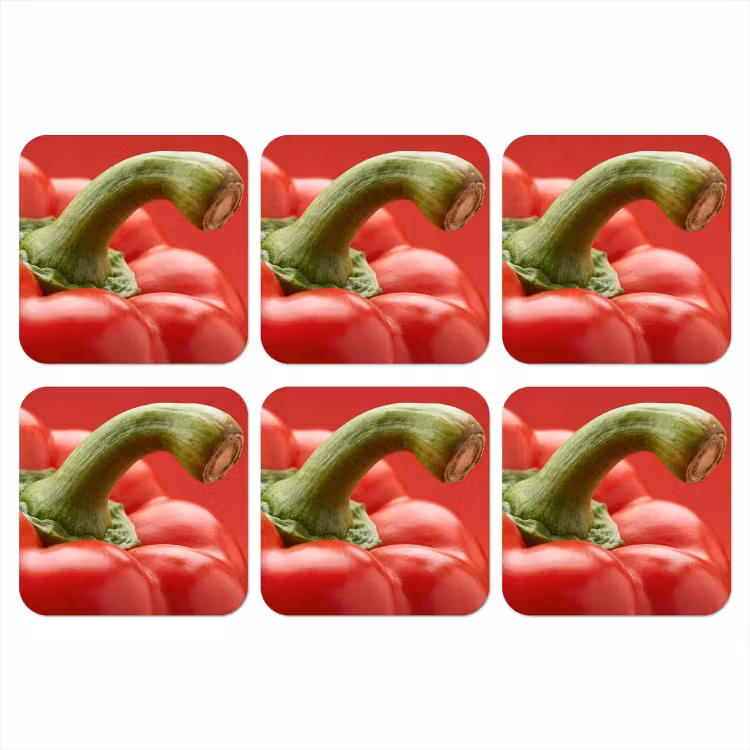 Coaster - Food - Bell Pepper - Red - Eten - Paprika - Rood onderzetter kurk middel